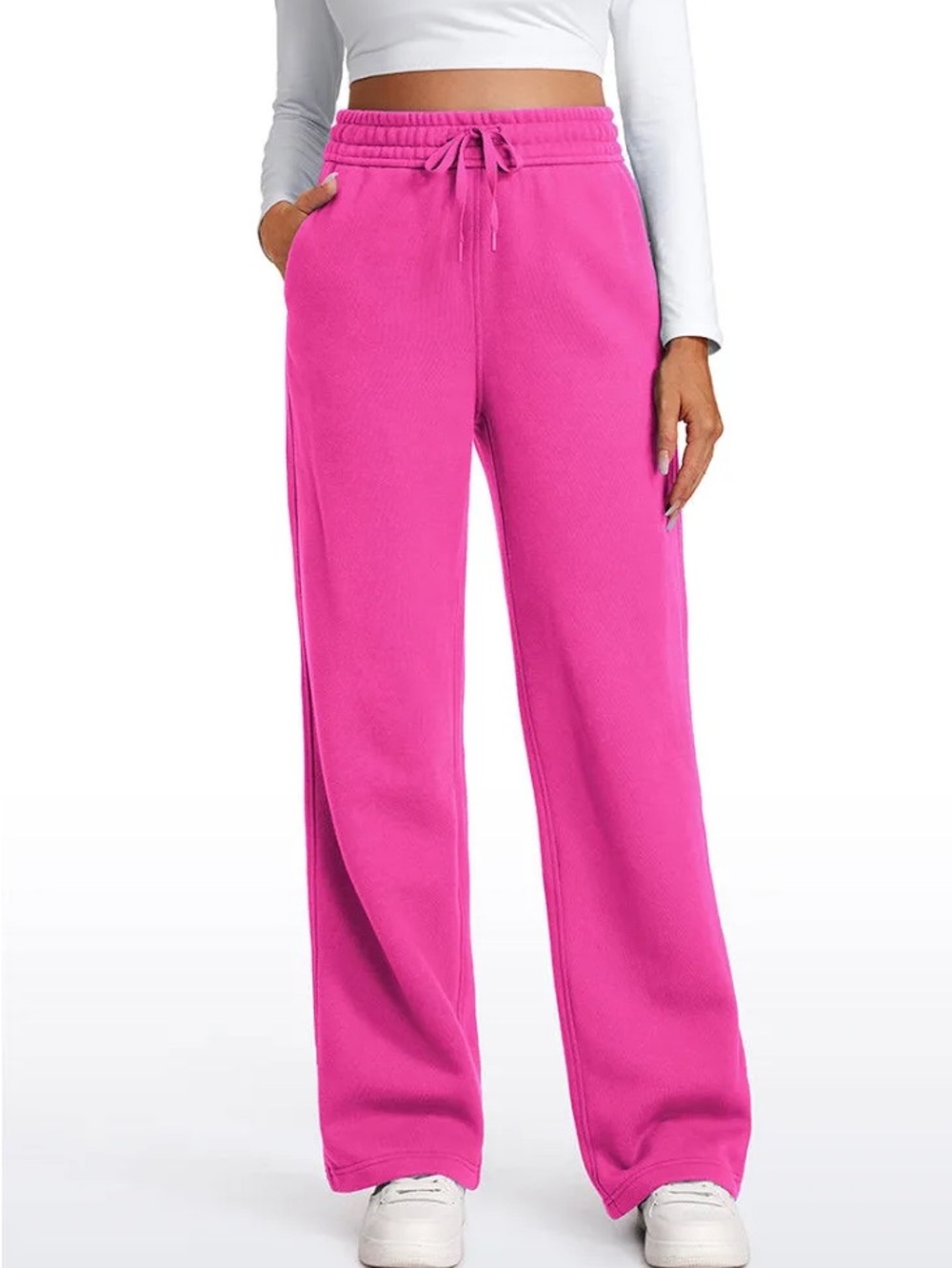 CRZ YOGA Women's Cotton Fleece Lined Straight Leg Sweatpants Hibiscus Purple L